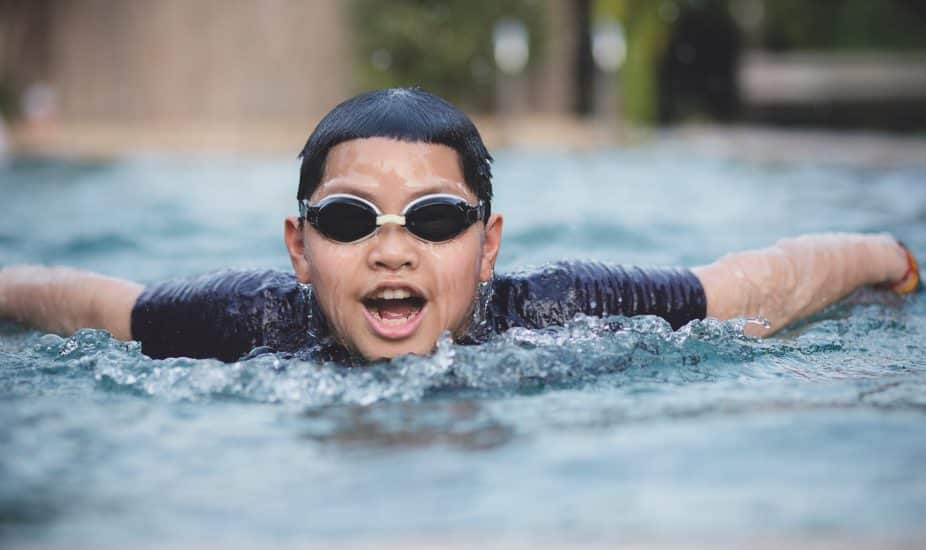 Boy swimming