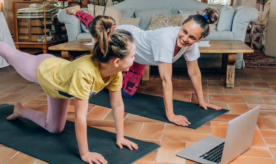 mom and daughter yoga