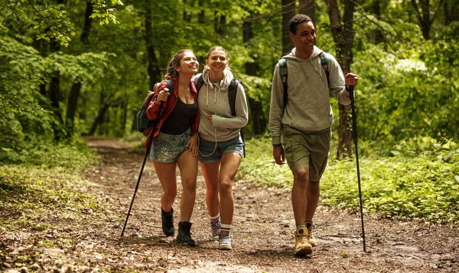 friends trekking together